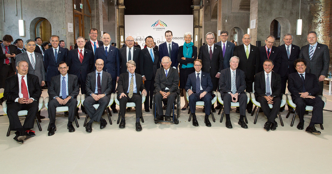Gruppenbild der Teilnehmer des G7-Finanzministertreffens.
