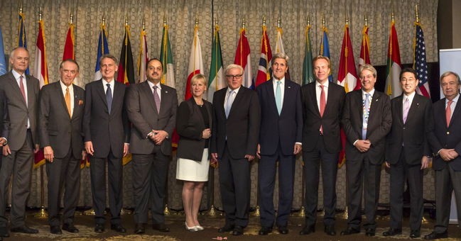 Gruppenfoto mit Steinmeier beim G7-Treffen in New York.