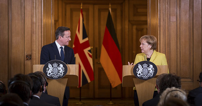 Bundeskanzlerin Angela Merkel und Großbritanniens Premierminister David Cameron beim gemeinsamen Statement.
