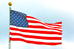 The stars and stripes, the American flag, on a flagpole in Florida, USA
