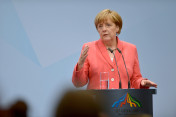 Federal Chancellor Angela Merkel speaks at the G7 summit’s closing press conference