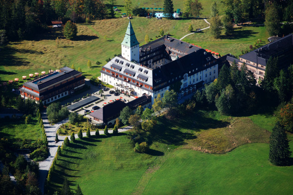 Aerial shot of Schloss Elmau